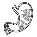 Gastritis of the Stomach for Coloring Pages. Royalty Free Stock Photo