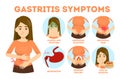 Gastritis symptoms infographic. A digestive system disease