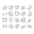 gastroenterologist doctor stomach icons set vector