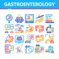 Gastroenterology And Hepatology Icons Set Vector