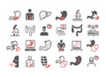 Gastroenterology line icons. Hospital department. Health center. Vector sign for web graphics.