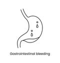Gastrointestinal bleeding icon line in vector, a medical illustration of a stomach that is filled with blood.