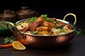 Gastronomic brilliance Vibrant dum chicken biriyani, a Kerala Thalassery specialty, showcased up close