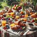 Gastronomic Delight: A Sumptuous Lunch Spread on a Table.