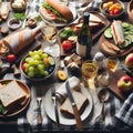 Gastronomic Delight: A Sumptuous Lunch Spread on a Table.