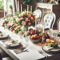 Gastronomic Delight: A Sumptuous Lunch Spread on a Table.