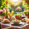 Gastronomic Delight: A Sumptuous Lunch Spread on a Table.