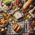 Gastronomic Delight: A Sumptuous Lunch Spread on a Table.