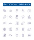 Gastronomic experience line icons signs set. Design collection of Cuisine, Epicurean, Delightful, Palatable, Savory