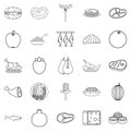 Gastronomic hobby icons set, outline style