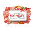 Gastronomic meat products banner menu design.