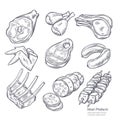 Gastronomic Meat Products Sketches Royalty Free Stock Photo