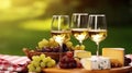 Gastronomic Pleasures: White Wine, Cheeses, and Grapes Unite in Culinary Delight