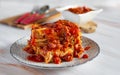 Gastronomic specialty italian baked pasta lasagna