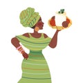 Gastronomic Tourism with Woman Character Holding Authentic African Dish Vector Illustration