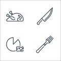Gastronomy line icons. linear set. quality vector line set such as fork, cheese, knife