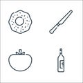 Gastronomy line icons. linear set. quality vector line set such as wine bottle, tomato, table knife