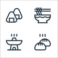 Gastronomy line icons. linear set. quality vector line set such as baozi, hot pot, noodles