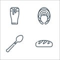 Gastronomy line icons. linear set. quality vector line set such as bread, spoon, fish