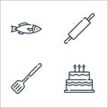gastronomy line icons. linear set. quality vector line set such as cake, cooking, rolling pin