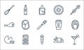 Gastronomy line icons. linear set. quality vector line set such as cocktail, carrot, cheese, turkey, cheese grater, ham leg,