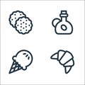 Gastronomy line icons. linear set. quality vector line set such as croissant, ice cream, olive oil