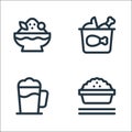 Gastronomy line icons. linear set. quality vector line set such as rice bowl, cocoa, buffalo