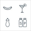 Gastronomy line icons. linear set. quality vector line set such as salt and pepper, eggplant, cocktail