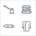 Gastronomy line icons. linear set. quality vector line set such as suit, sausage, hamburger