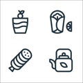 Gastronomy line icons. linear set. quality vector line set such as teapot, ham, burrito Royalty Free Stock Photo