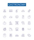 Gastronomy line icons signs set. Design collection of Cooking, Dining, Cuisine, Eating, Banquets, Recipes, Gourmand