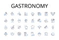 Gastronomy line icons collection. Culinarian Cuisine, Epicurean Delights, Foodie Culture, Gourmet Fare, Savory