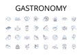 Gastronomy line icons collection. Culinarian Cuisine, Epicurean Delights, Foodie Culture, Gourmet Fare, Savory