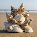Gastropod shells and scallop shells accented by barnacles Cirripedia . Royalty Free Stock Photo