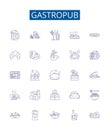 Gastropub line icons signs set. Design collection of Pub, Gastro, Drink, Kitchen, Restaurant, Food, Beer, Wine outline