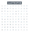 Gastropub vector line icons set. Pub, Gastronomy, Gastro, Food, Drinks, Booze, Ale illustration outline concept symbols