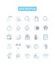 Gastropub vector line icons set. Pub, Gastronomy, Gastro, Food, Drinks, Booze, Ale illustration outline concept symbols