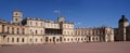 Gatchina Palace. Russia. Panoramic view of the Palace Square and the main entrance and the right wing of the palace with Royalty Free Stock Photo