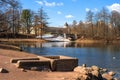 Gatchina, Russia - April 16, 2016: Gatchina Palace. View from the White Lake. Royalty Free Stock Photo