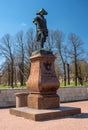 Gatchina, Russia - May 1, 2016: Monument to Paul I in front of the Gatchina Palace. Paul I - Emperor and Autocrat of all