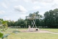'Farman' plane, Monument dedicated to the centenary of the first military airfield in Russia. Royalty Free Stock Photo