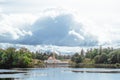 Gatchina, Russia, 25 August 2020: Priory palace by the Black lake.