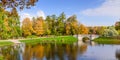 Picturesque Park in autumn in Gatchina town Royalty Free Stock Photo