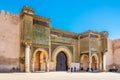 Gate Bab El-Mansour at the El Hedim square in Meknes - Morocco Royalty Free Stock Photo