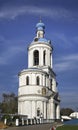 Gate bell tower and Church of Assumption in Bogolyubskii Monastery. Bogolyubovo. Vladimir oblast. Russia