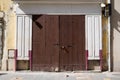 Gate brown wooden home portal garage double door house facade