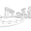 Gate of Burgundy. Bordeaux. France. Hand drawn sketch. Vector illustration.