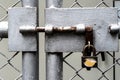 Gate of chain-link steel fence Royalty Free Stock Photo