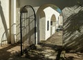 Gate and courtyard, Monterey, California Royalty Free Stock Photo