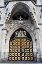 Gate door of Neues Rathaus New Town Hall in Marienplatz or Mary or St. Mary Our Lady central square for german people foreign